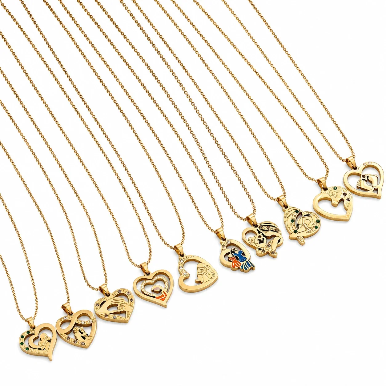 Vintage 18K Gold-Plated Heart Cutout Cable Pendant Necklace