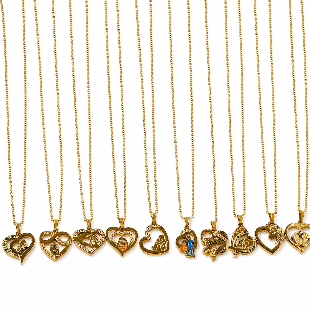Vintage 18K Gold-Plated Heart Cutout Cable Pendant Necklace