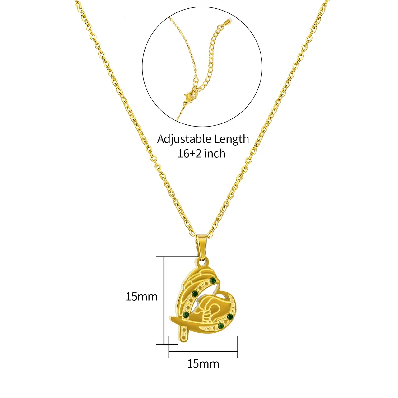 Vintage 18K Gold-Plated Heart Cutout Cable Pendant Necklace - Gold Wings
