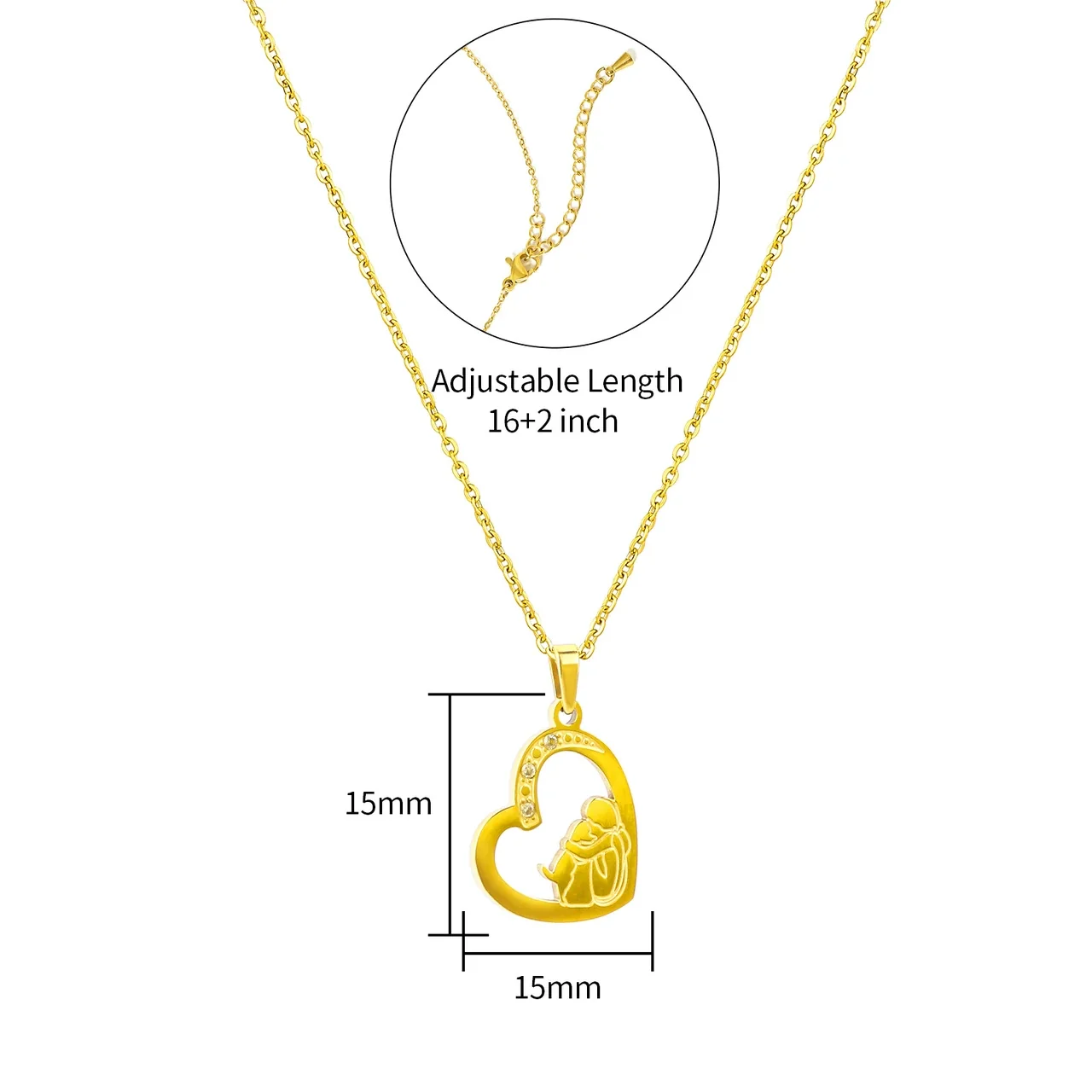 Vintage 18K Gold-Plated Heart Cutout Cable Pendant Necklace - Gold Hug
