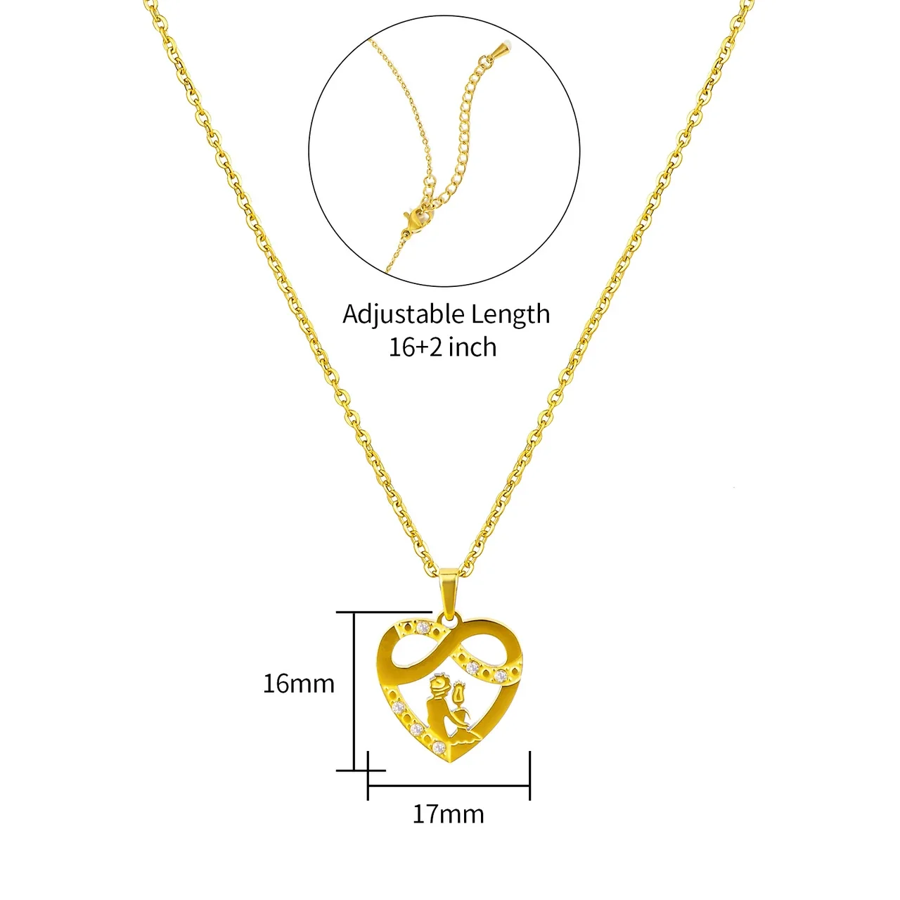 Vintage 18K Gold-Plated Heart Cutout Cable Pendant Necklace - Gold Wrapped Heart