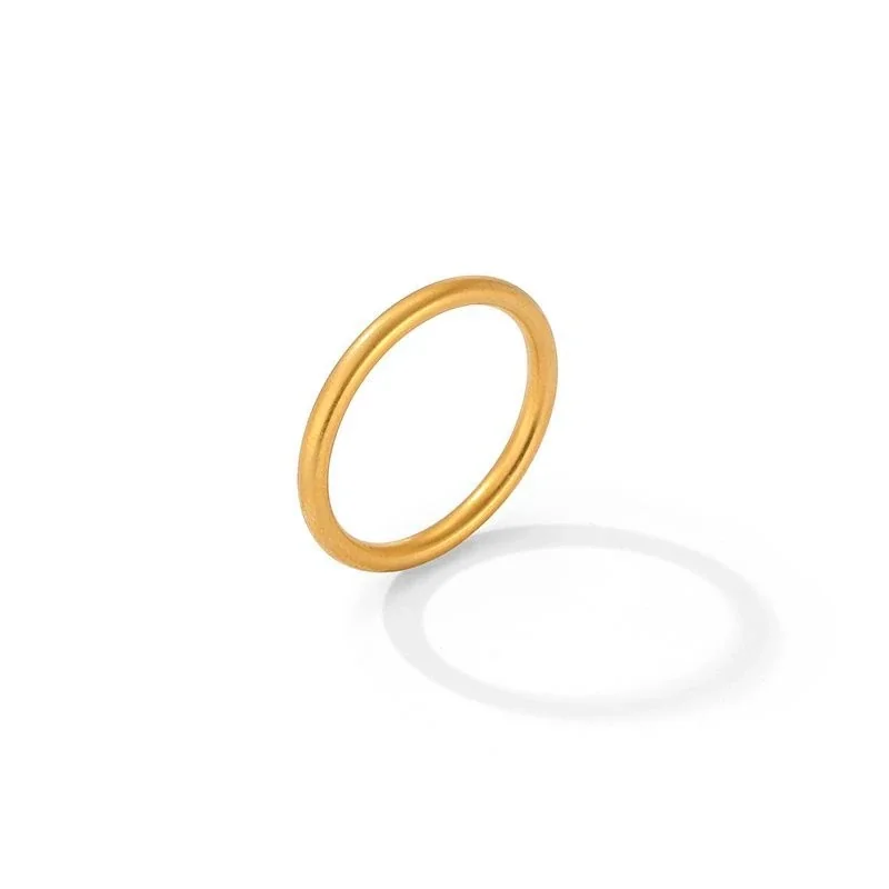 Stacking Ring, Slim Rounded Band, Gold-Plated Stainless Steel