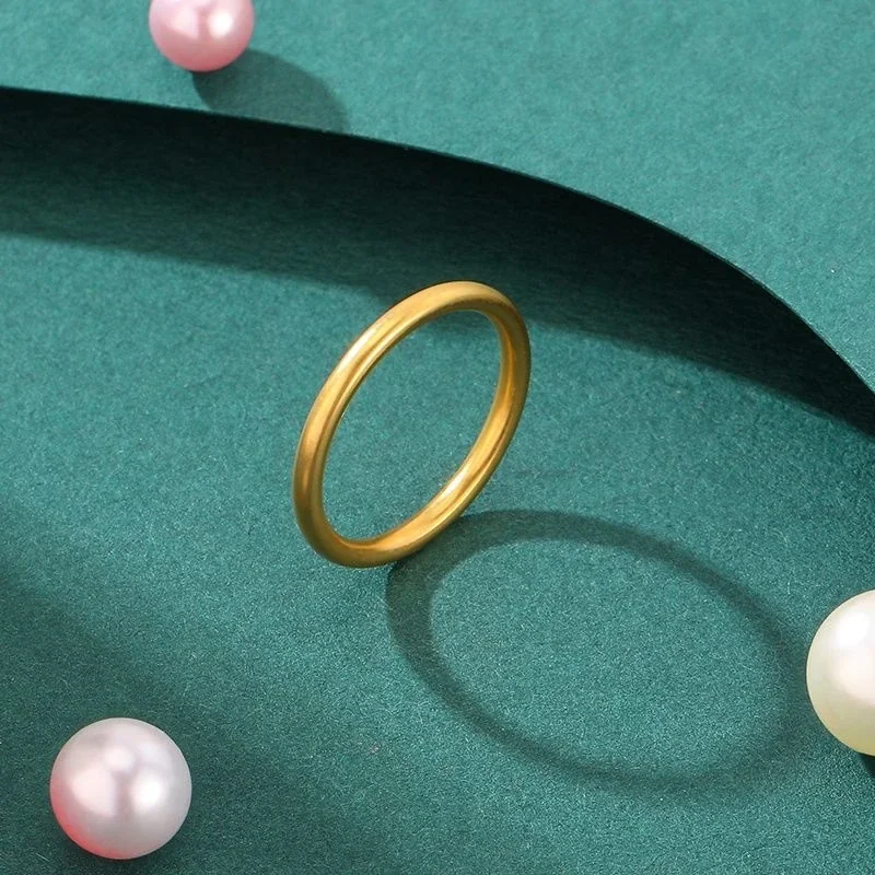 Stacking Ring, Slim Rounded Band, Gold-Plated Stainless Steel