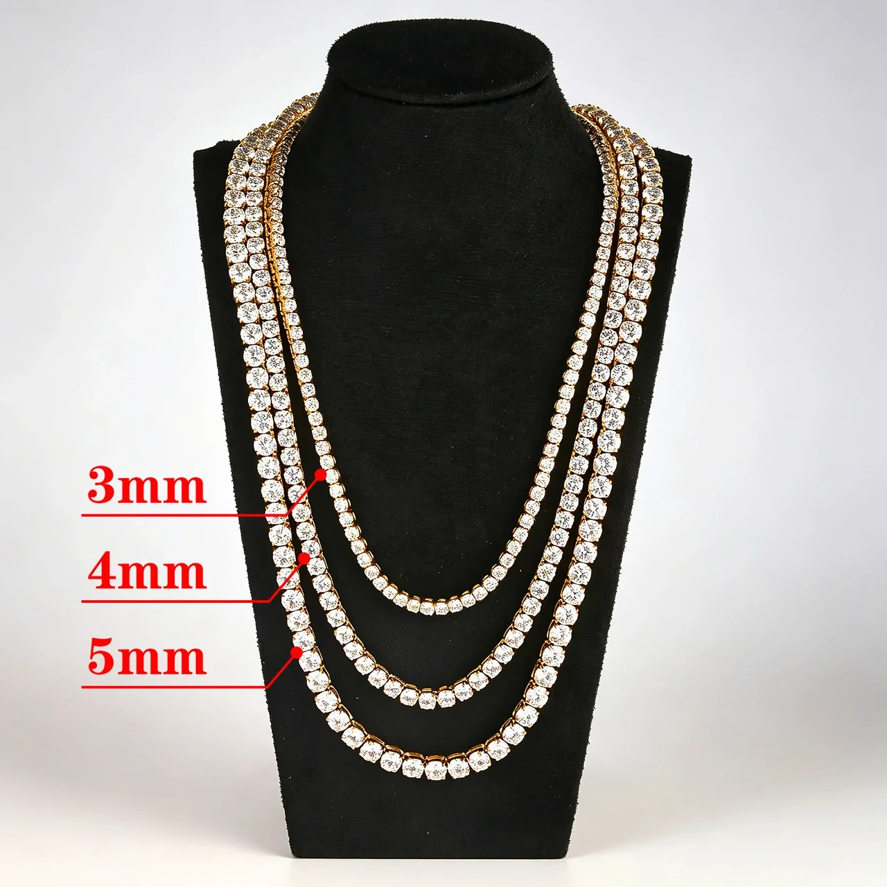 Tennis Chain Necklace Round Cubic Zirconia Stainless Steel