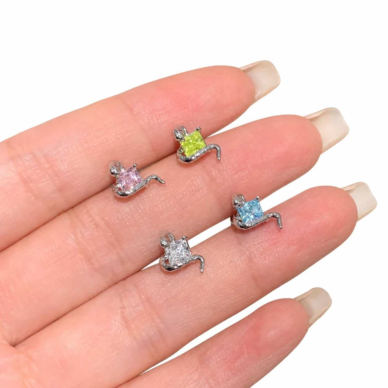 Tiny 316 Stainless Steel Spider CZ Stud Earring