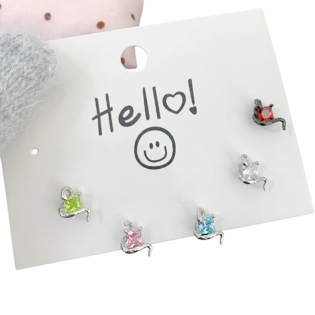 Tiny 316 Stainless Steel Spider CZ Stud Earring