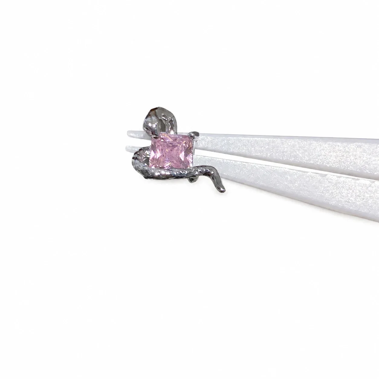Tiny 316 Stainless Steel Spider CZ Stud Earring - Pink CZ