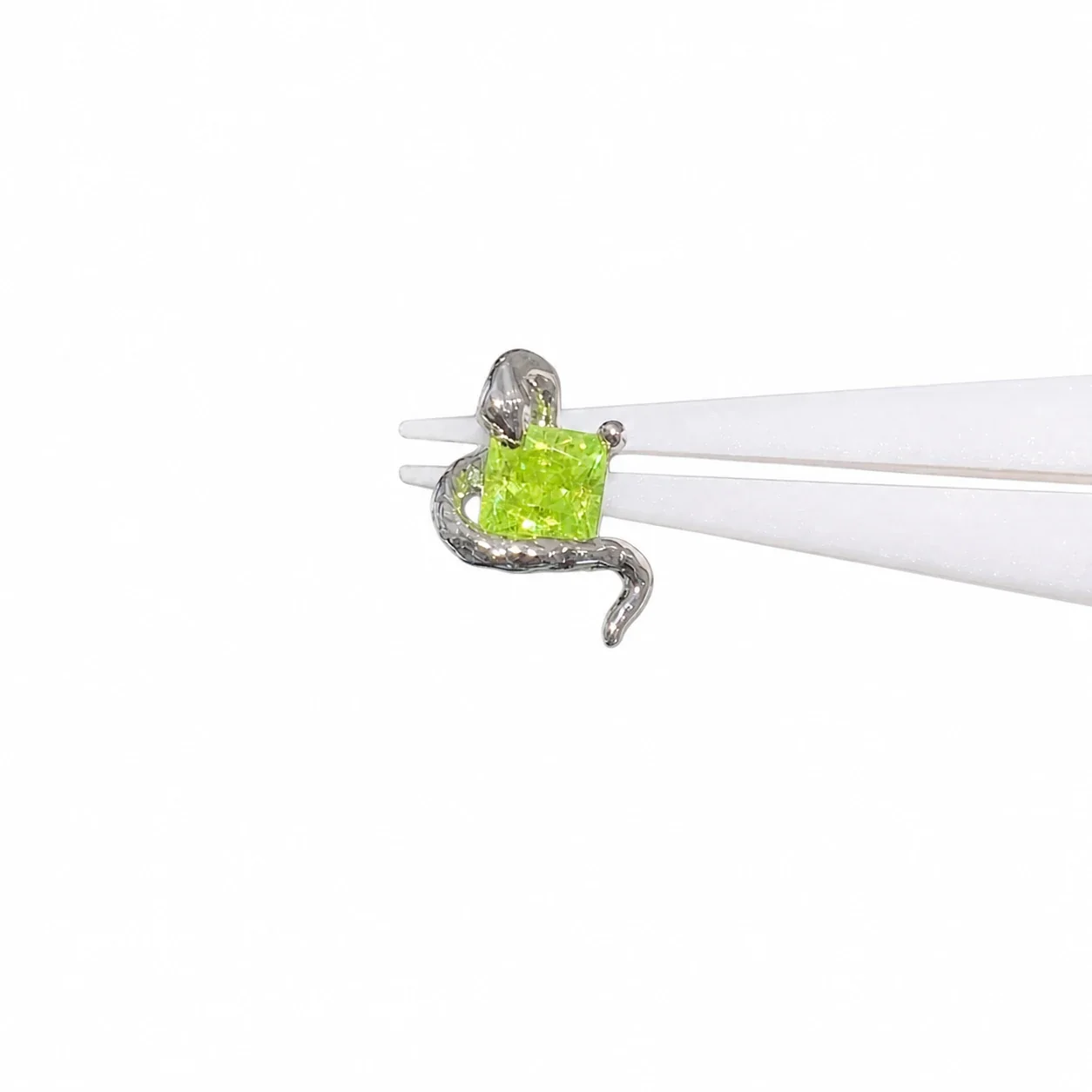 Tiny 316 Stainless Steel Spider CZ Stud Earring - Apple Green CZ