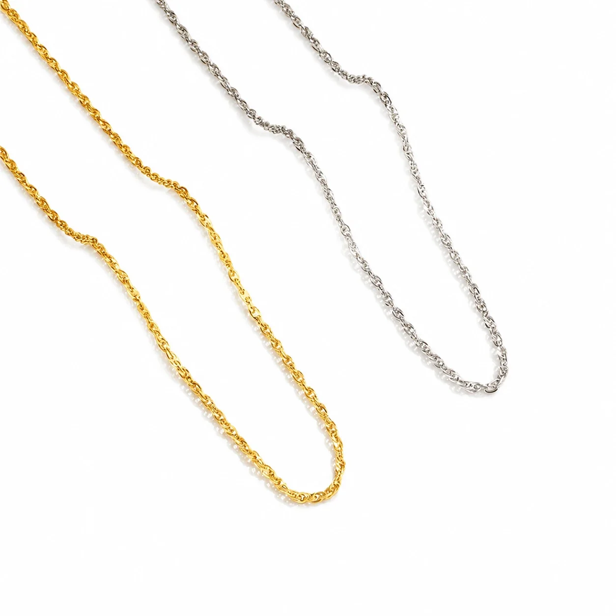 Delicate Stainless Steel 18K Gold-Plated Rope Chain Necklace