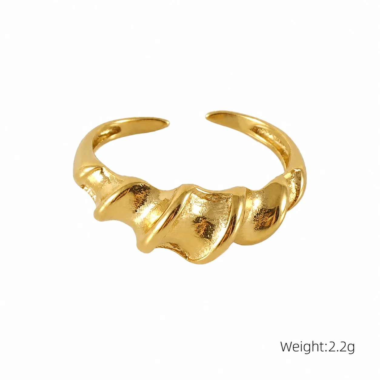 Sculptural Gold-Plated Open Ribbed Dome Ring - Gold Ribbed Open Dome