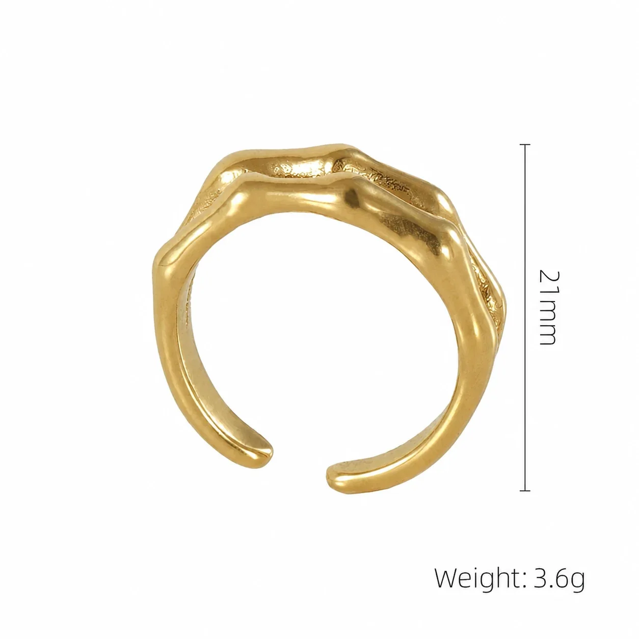 Sculptural Gold-Plated Open Ribbed Dome Ring - Gold Smooth Open Dome