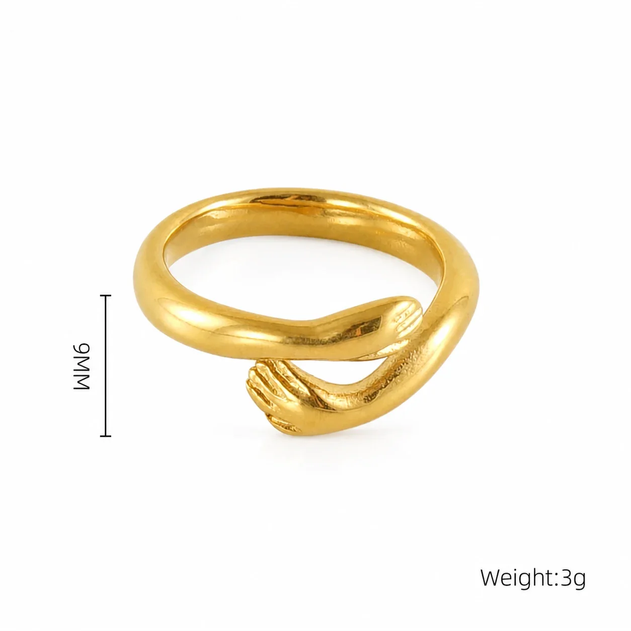 Sculptural Gold-Plated Open Ribbed Dome Ring - Gold Link Band