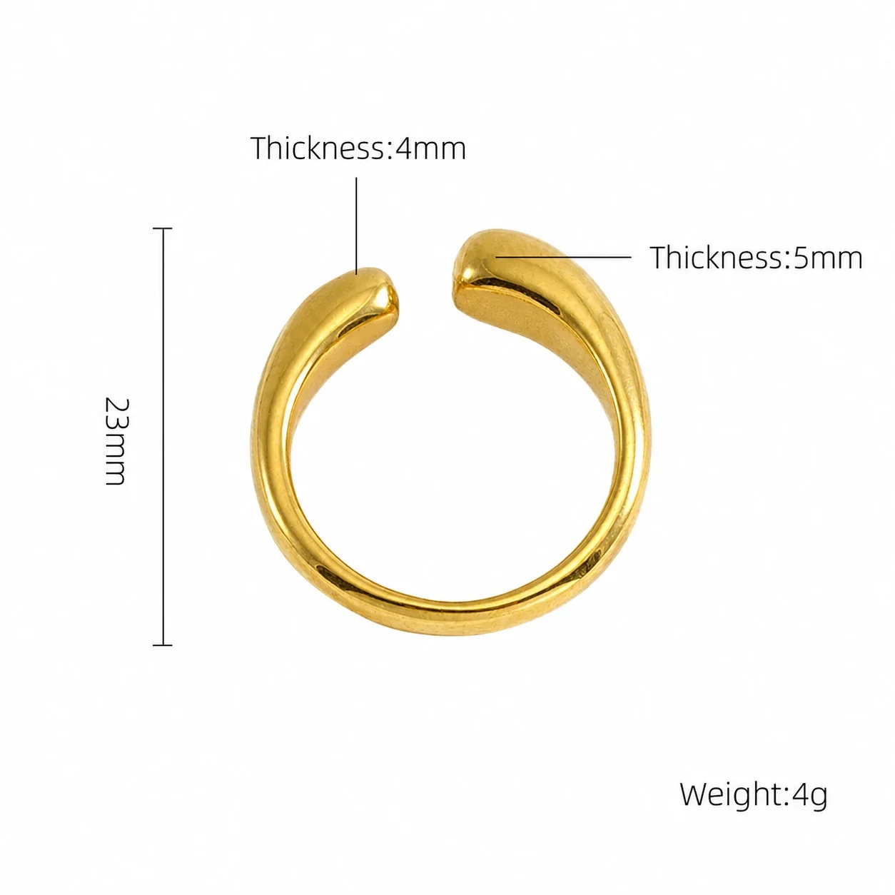 Sculptural Gold-Plated Open Ribbed Dome Ring - Gold Double Wave