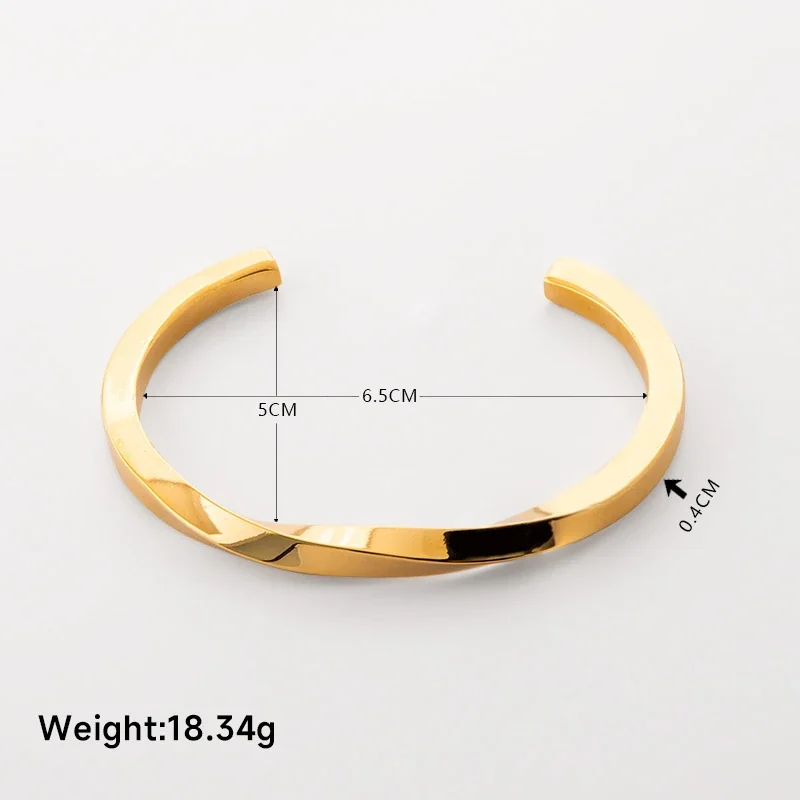 Open Twist Cuff Bracelet in Stainless Steel with Gold PVD