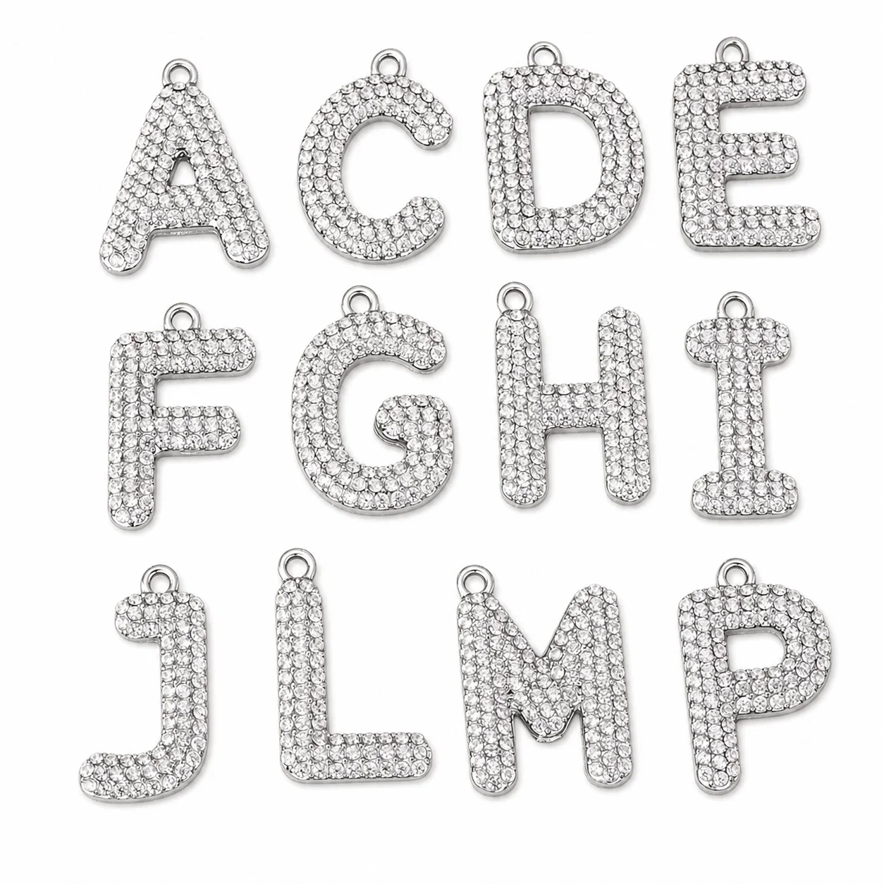 Sparkling 316 Stainless Steel Pavé Initial Pendant