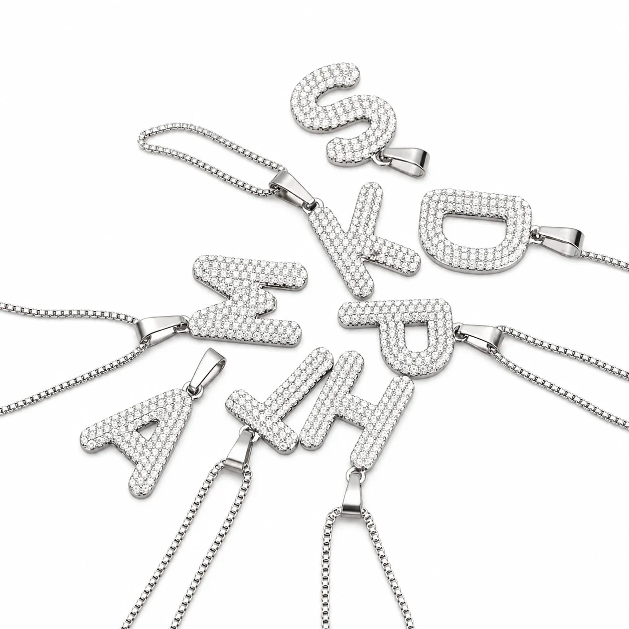 Sparkling 316 Stainless Steel Pavé Initial Pendant