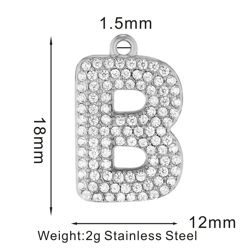 Sparkling 316 Stainless Steel Pavé Initial Pendant
