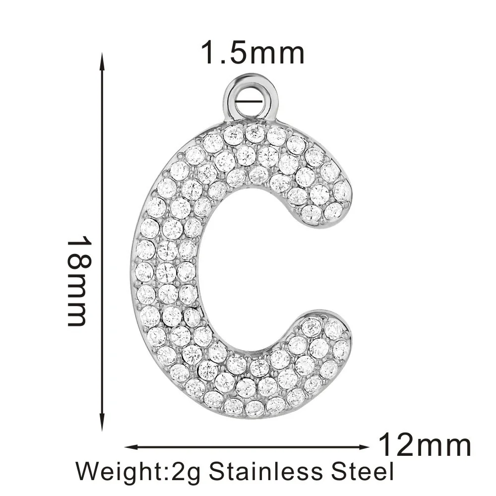 Sparkling 316 Stainless Steel Pavé Initial Pendant