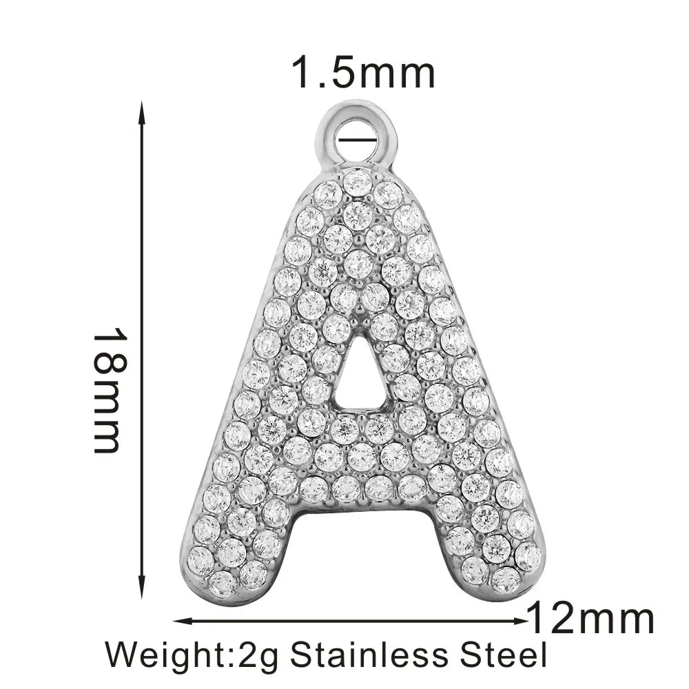 Sparkling 316 Stainless Steel Pavé Initial Pendant