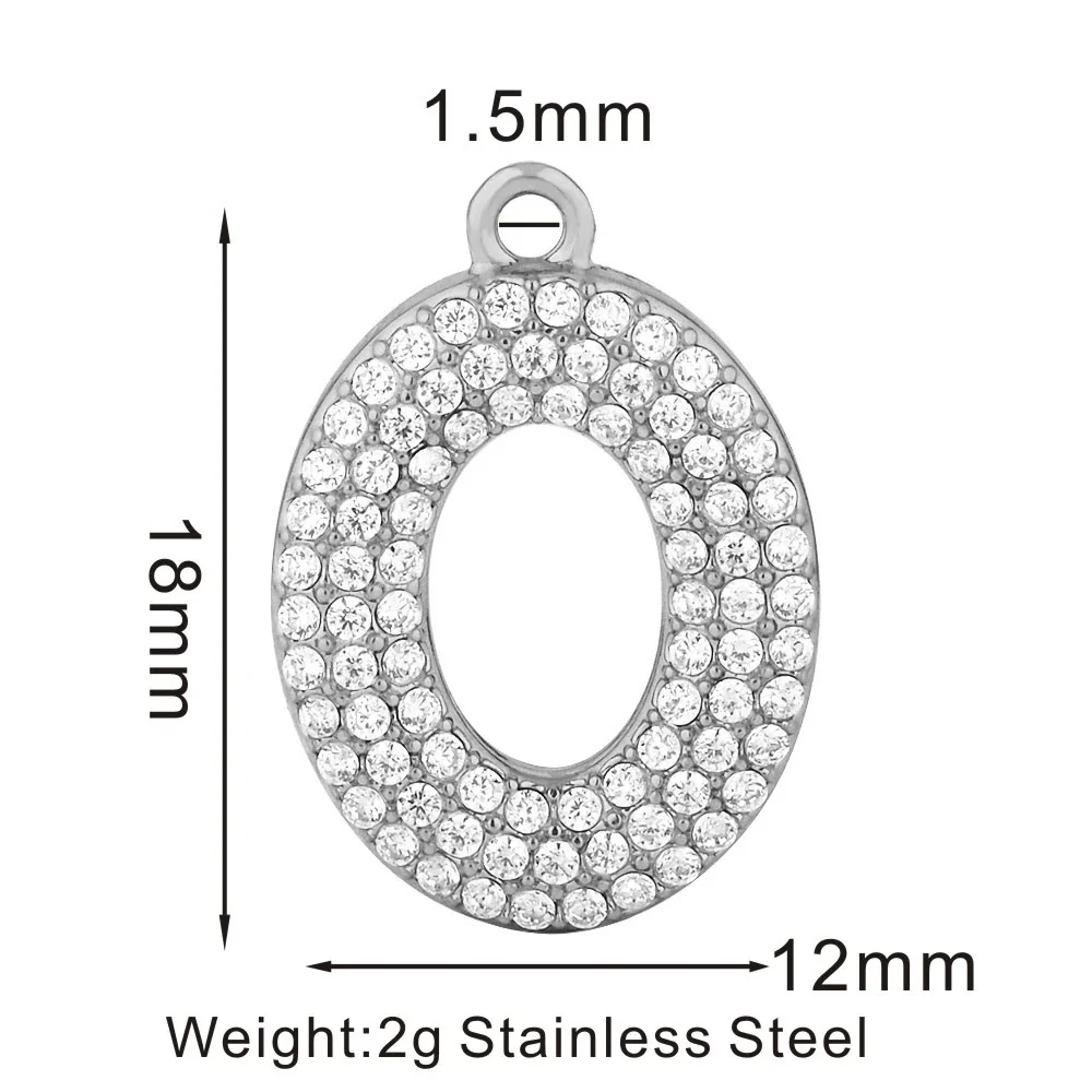 Sparkling 316 Stainless Steel Pavé Initial Pendant - O