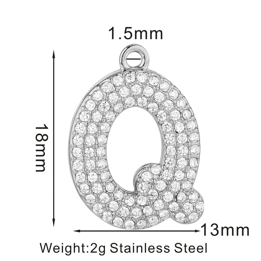 Sparkling 316 Stainless Steel Pavé Initial Pendant - Q