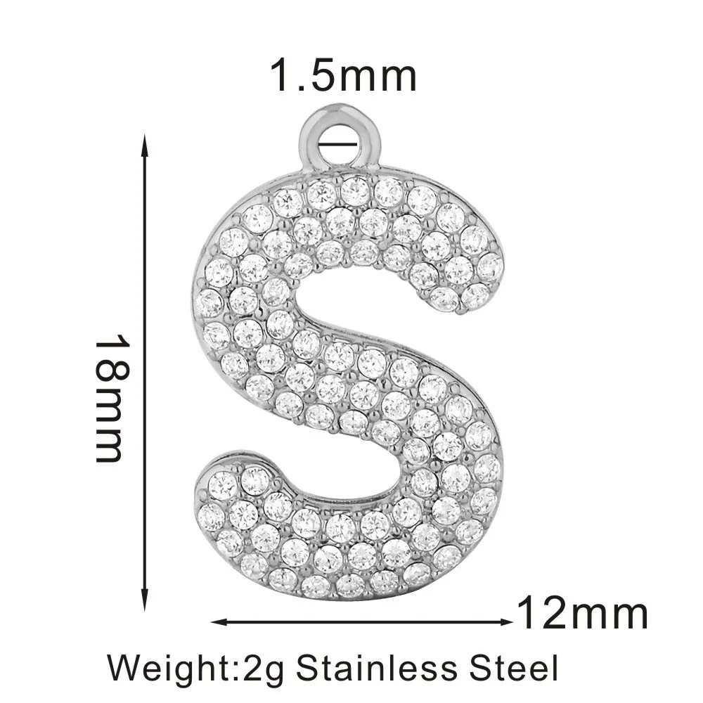 Sparkling 316 Stainless Steel Pavé Initial Pendant - S