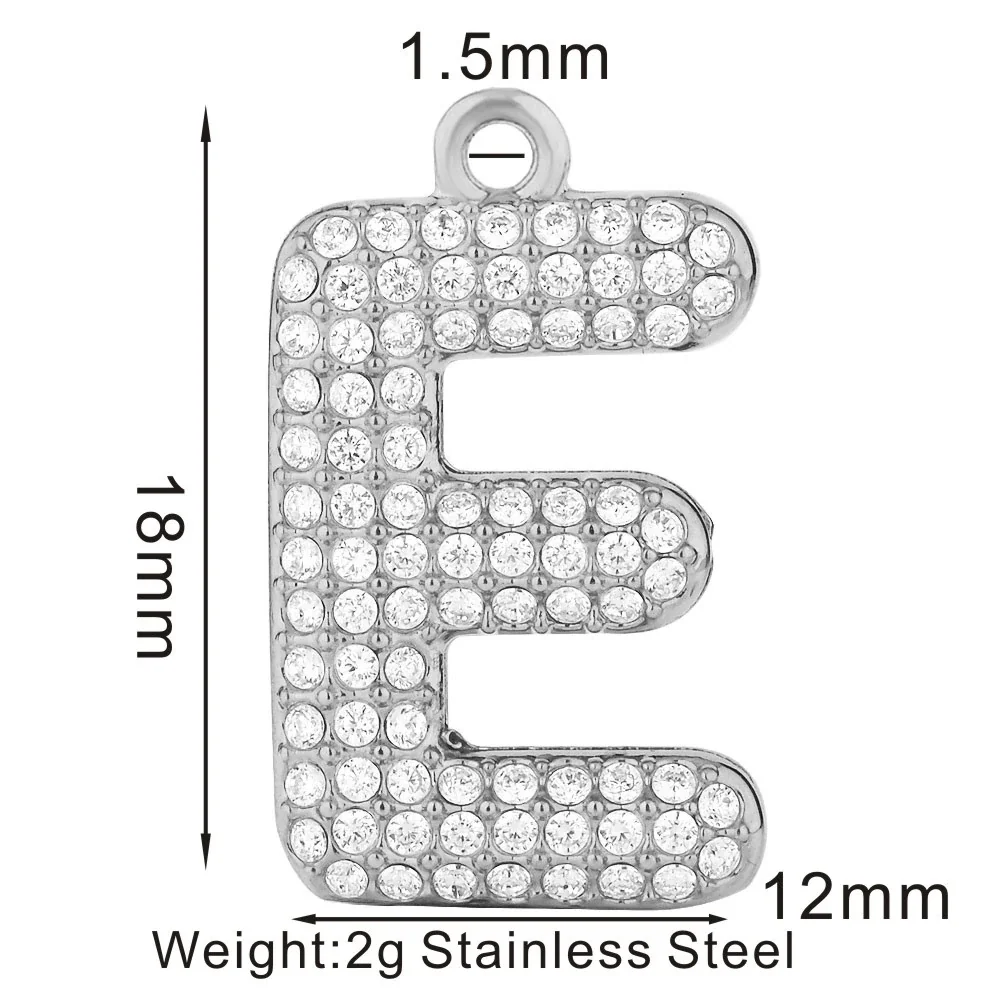 Sparkling 316 Stainless Steel Pavé Initial Pendant - E