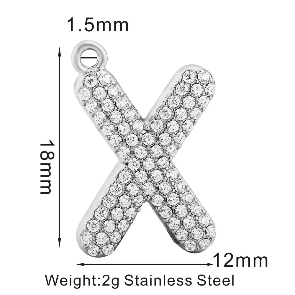 Sparkling 316 Stainless Steel Pavé Initial Pendant - X