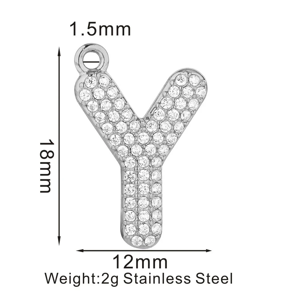 Sparkling 316 Stainless Steel Pavé Initial Pendant - Y