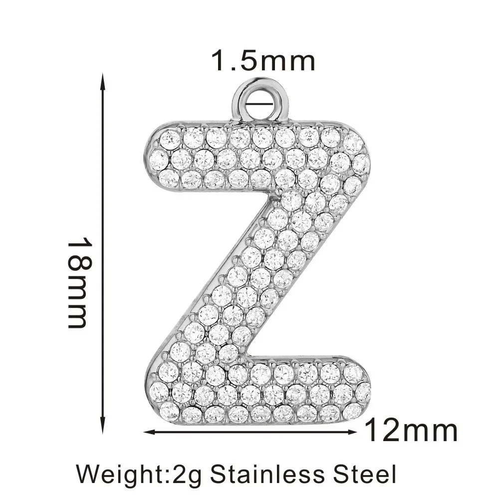 Sparkling 316 Stainless Steel Pavé Initial Pendant - Z
