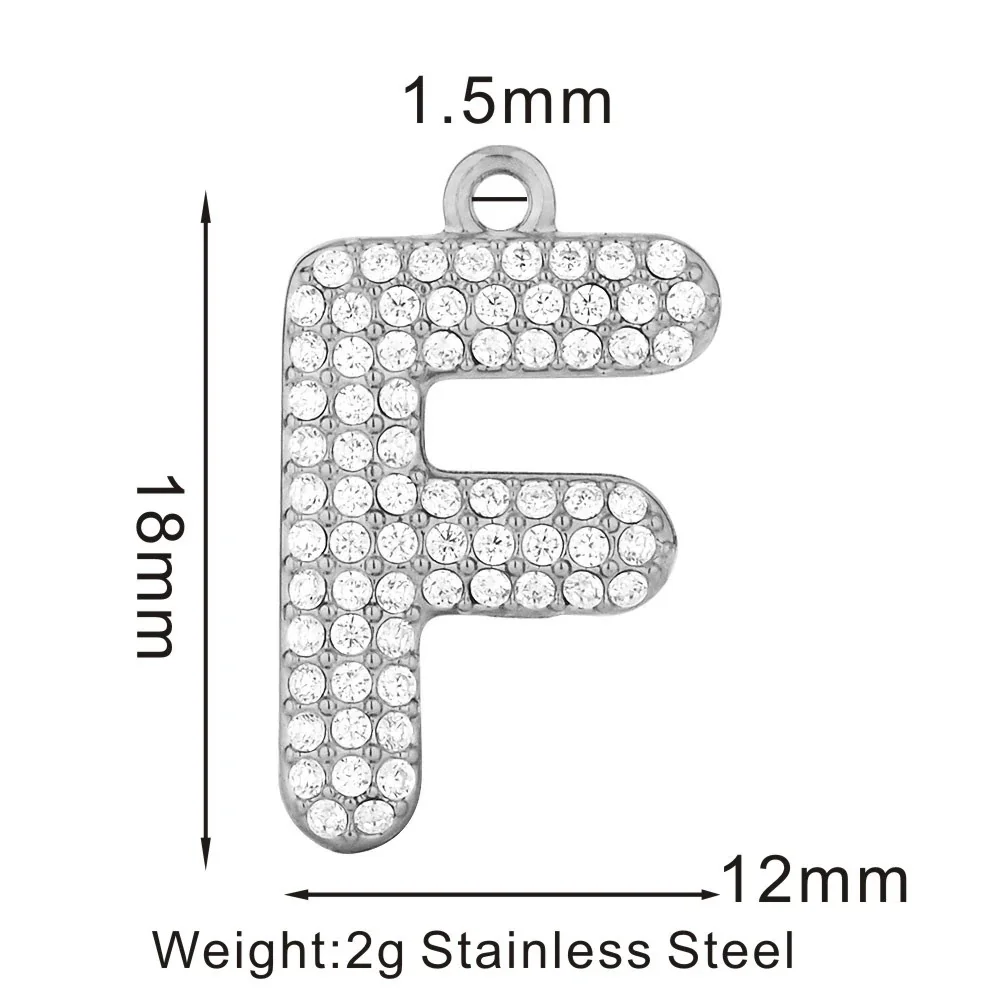 Sparkling 316 Stainless Steel Pavé Initial Pendant - F