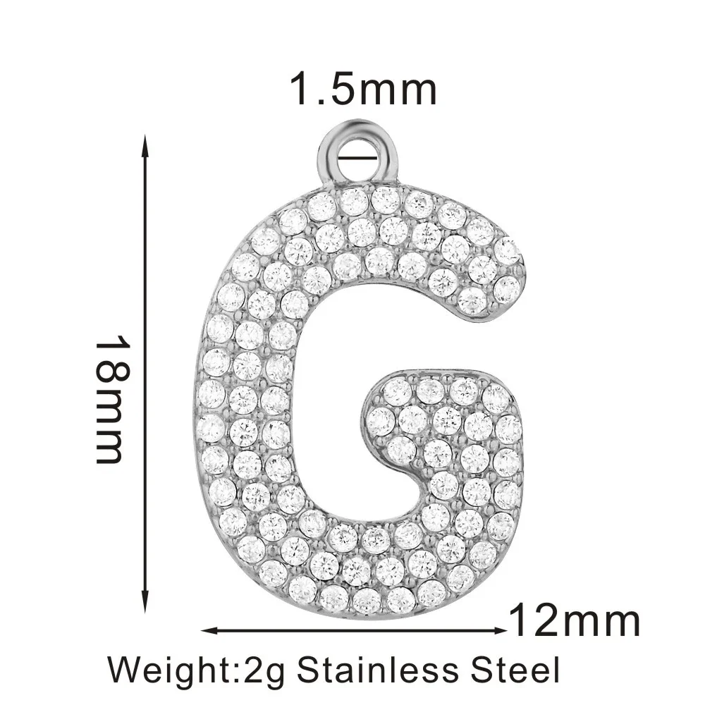 Sparkling 316 Stainless Steel Pavé Initial Pendant - G