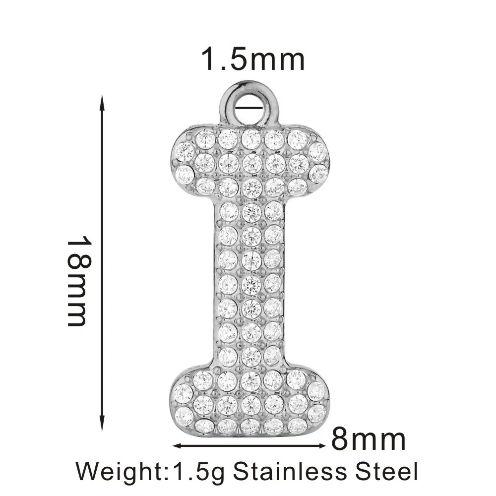 Sparkling 316 Stainless Steel Pavé Initial Pendant - I