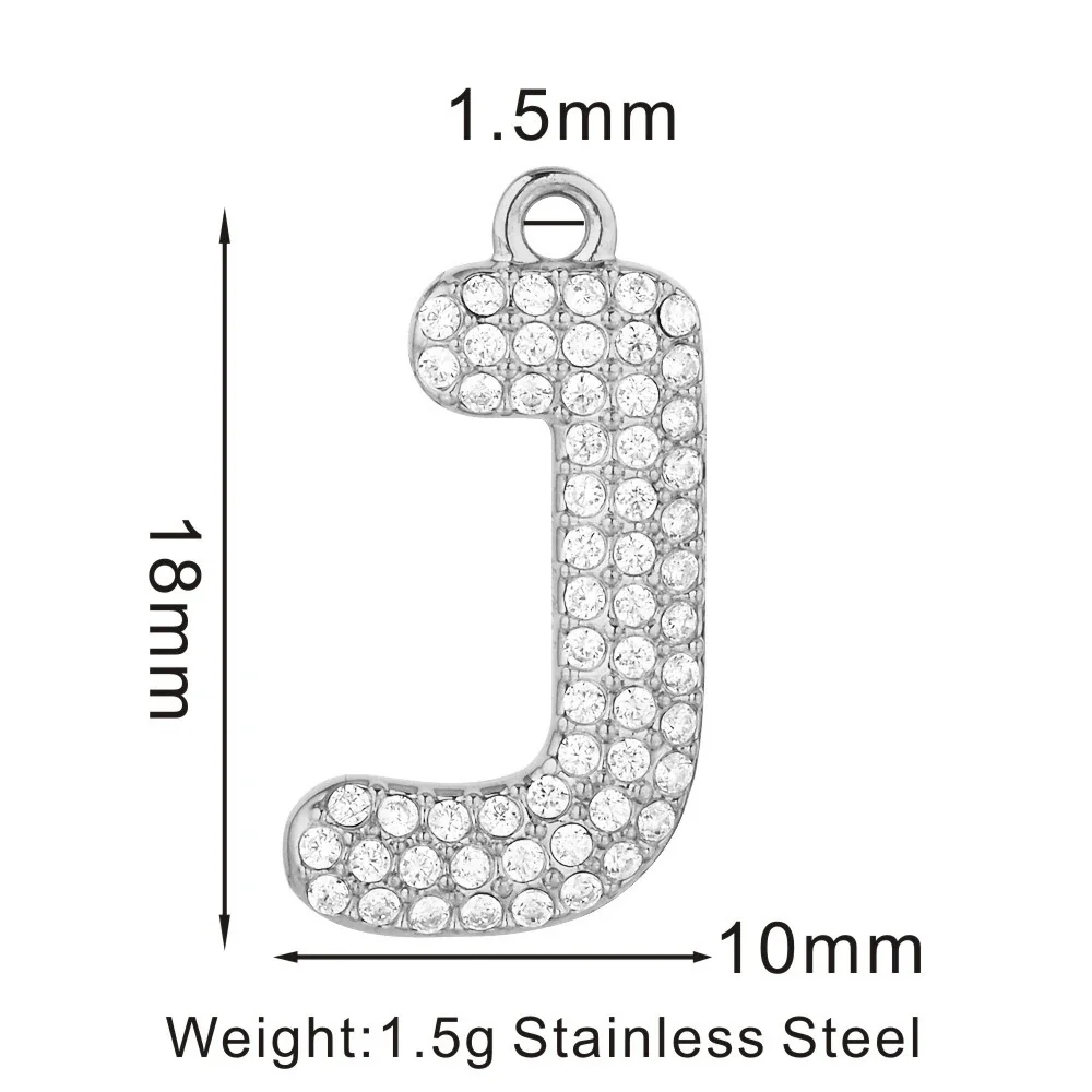 Sparkling 316 Stainless Steel Pavé Initial Pendant - J