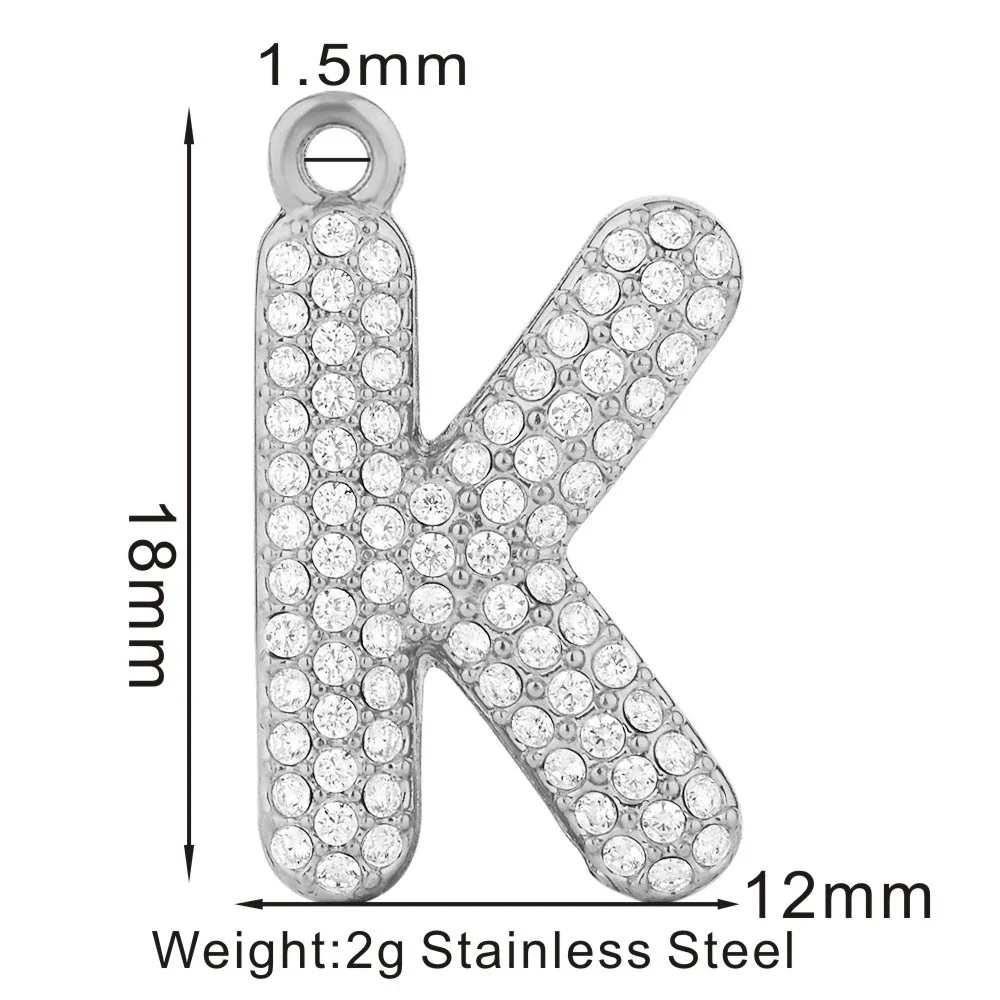 Sparkling 316 Stainless Steel Pavé Initial Pendant - K