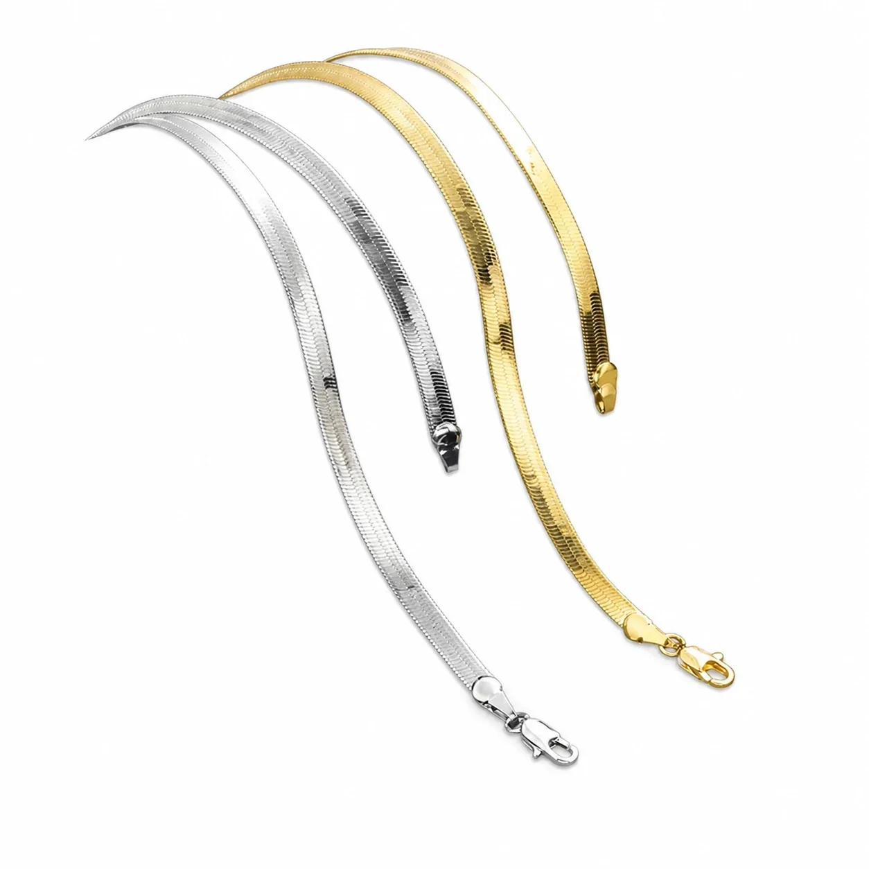 Sleek Gold-Plated Flat Snake Blade Chain Necklace