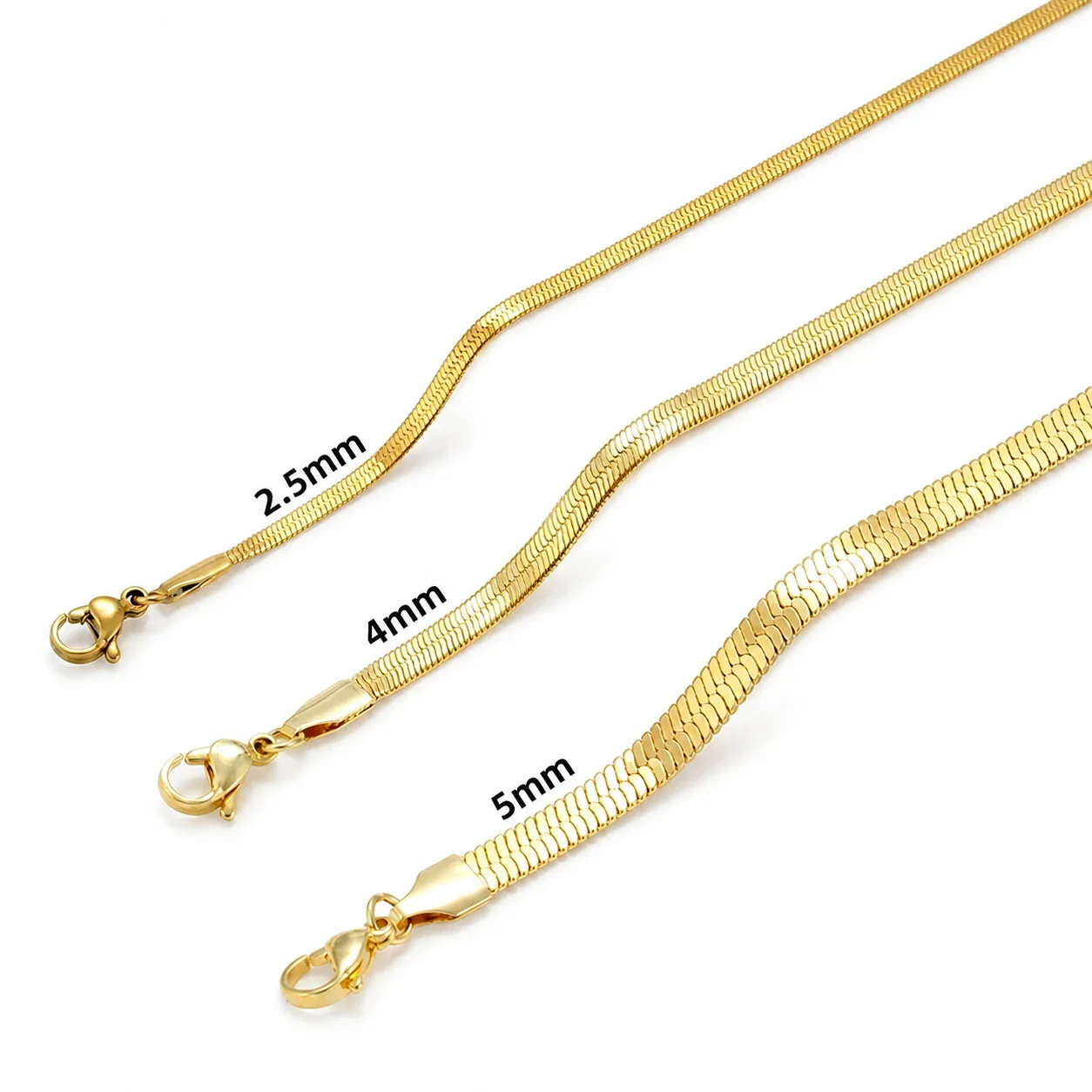 Sleek Gold-Plated Flat Snake Blade Chain Necklace