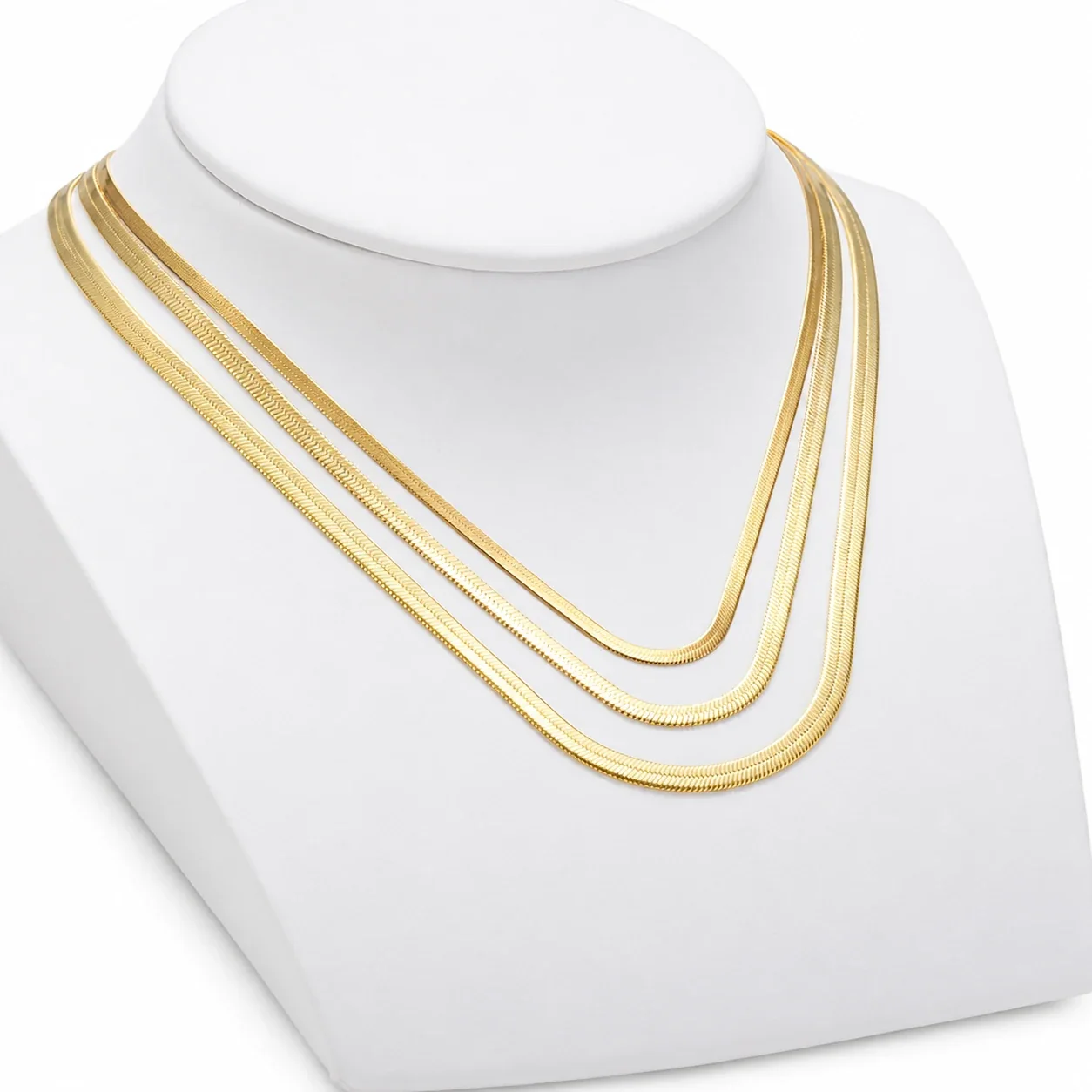 Sleek Gold-Plated Flat Snake Blade Chain Necklace