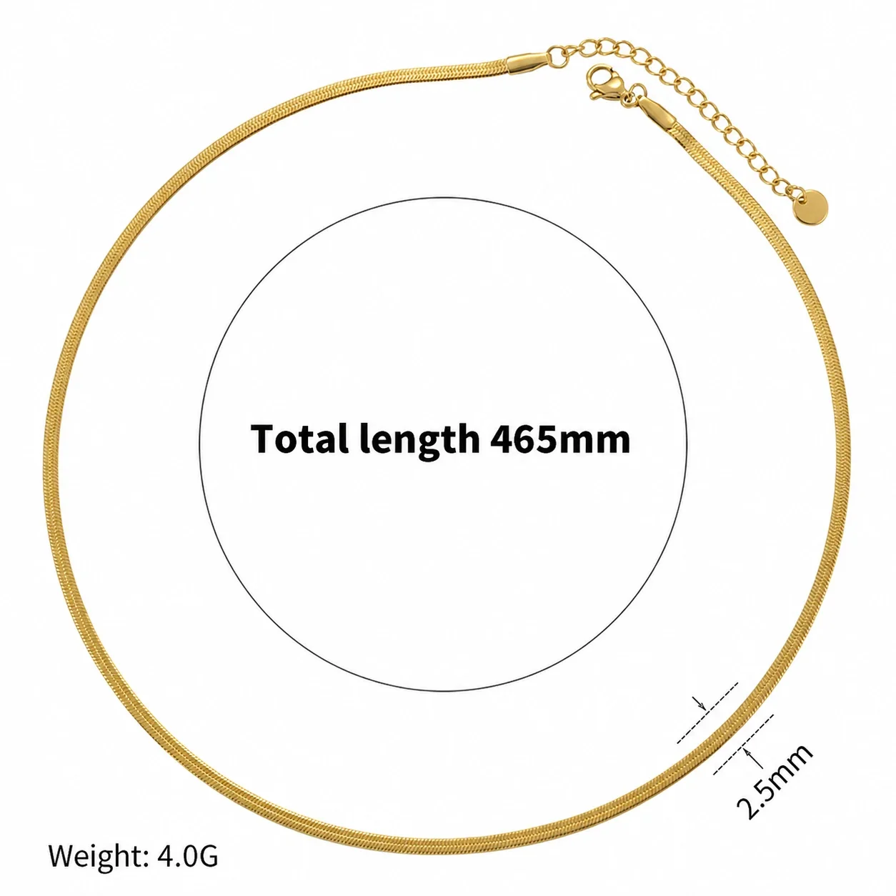 Sleek Gold-Plated Flat Snake Blade Chain Necklace