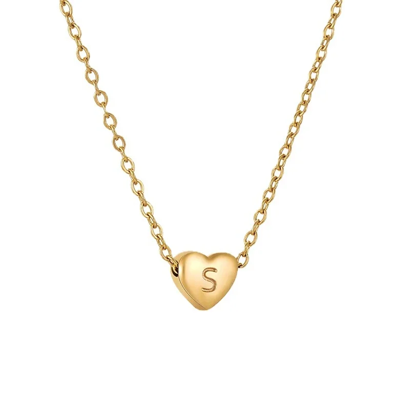 Personal Gold PVD Heart Initial Cable Chain Necklace