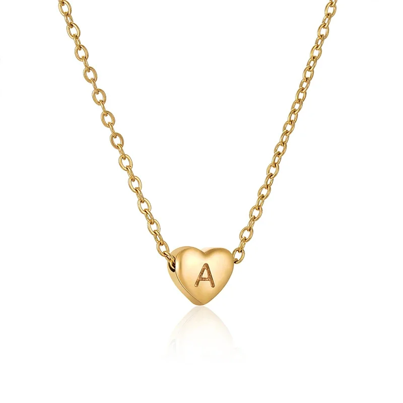 Personal Gold PVD Heart Initial Cable Chain Necklace - X