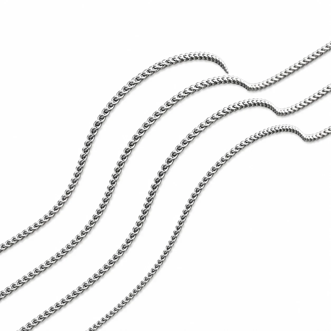 Black-Tone Stainless Steel Triple Ring Box Chain Necklace - Triple with cm Box