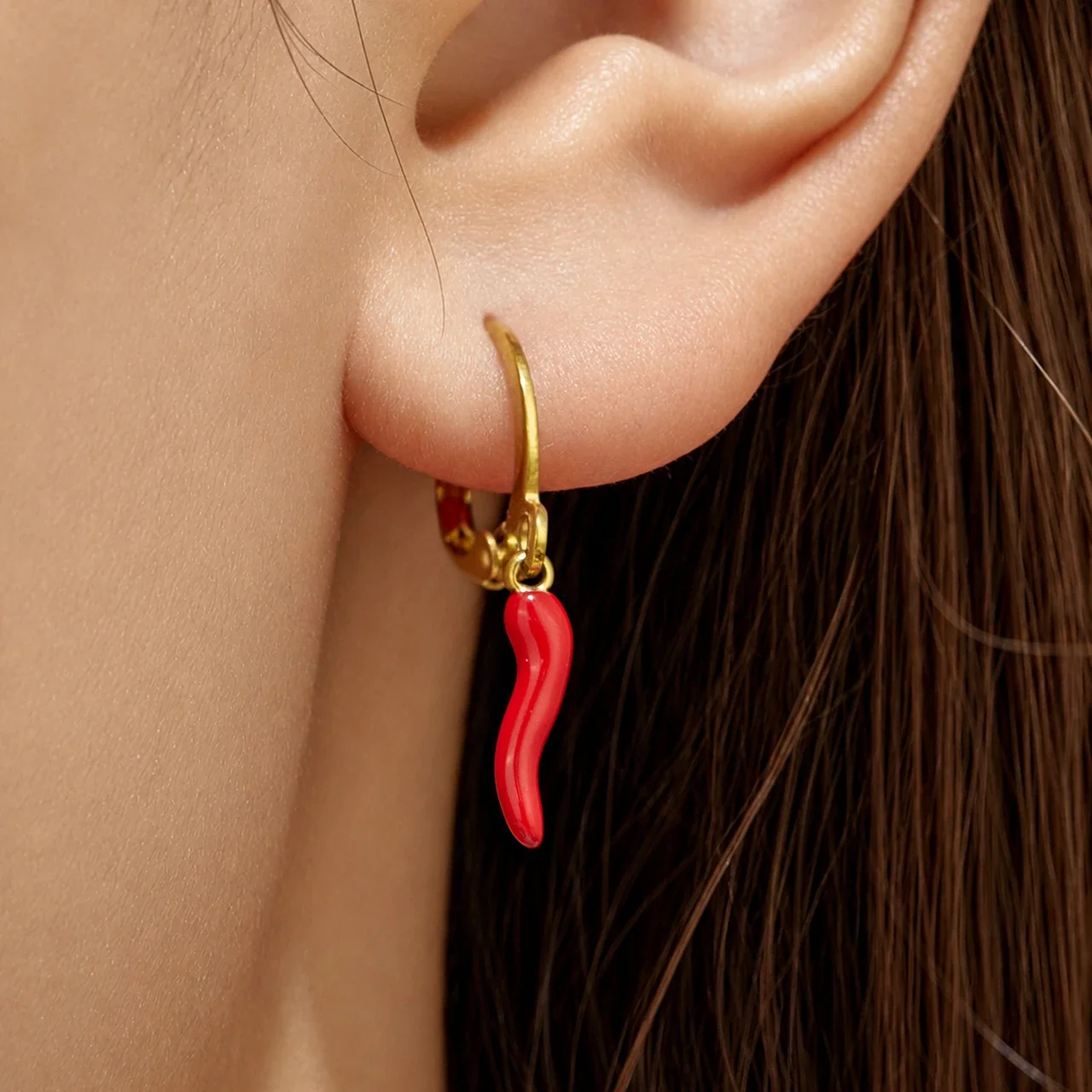 Starfish Hoop Earrings with Crystals, 316 Stainless Steel Gold PVD