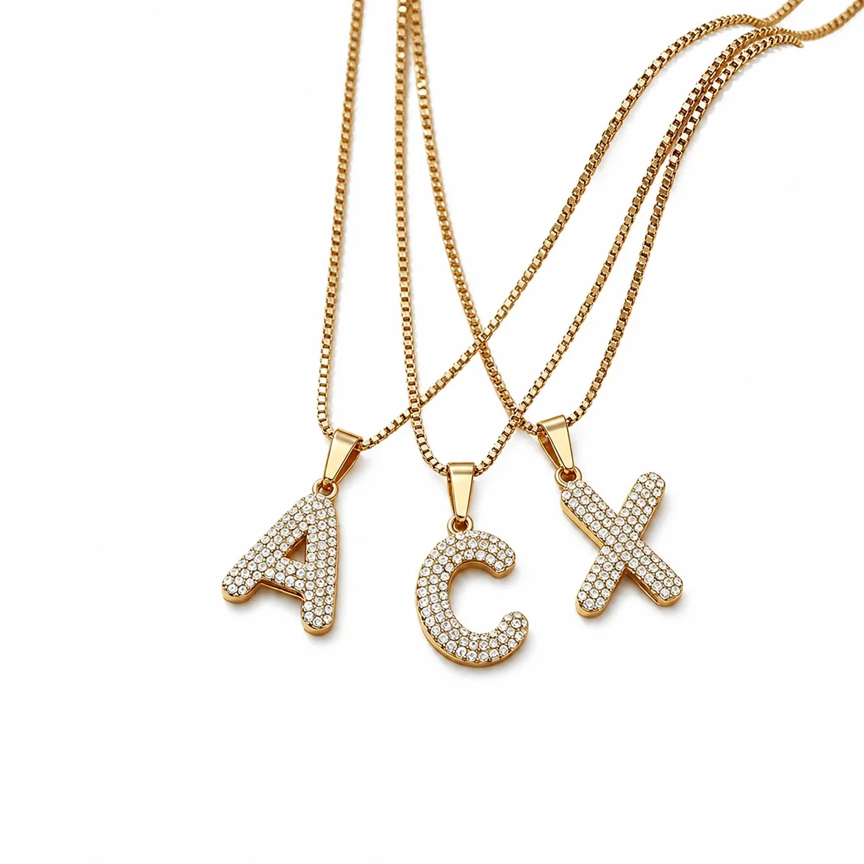 Sparkling 316 Stainless Steel Pavé Initial Necklace