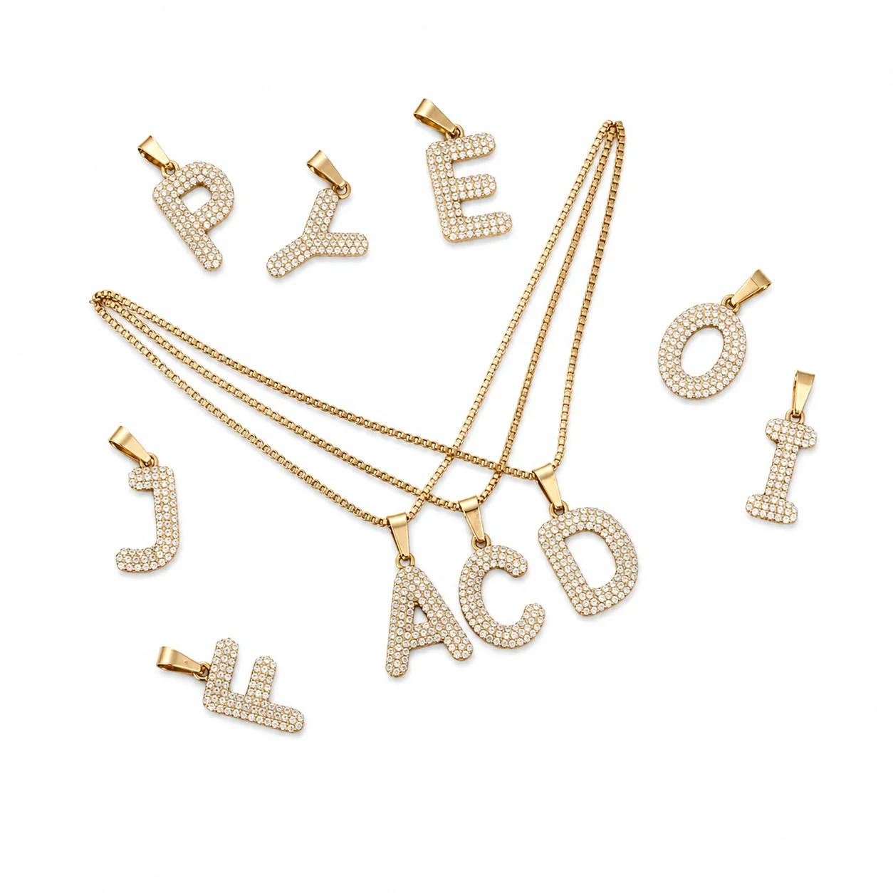 Sparkling 316 Stainless Steel Pavé Initial Necklace