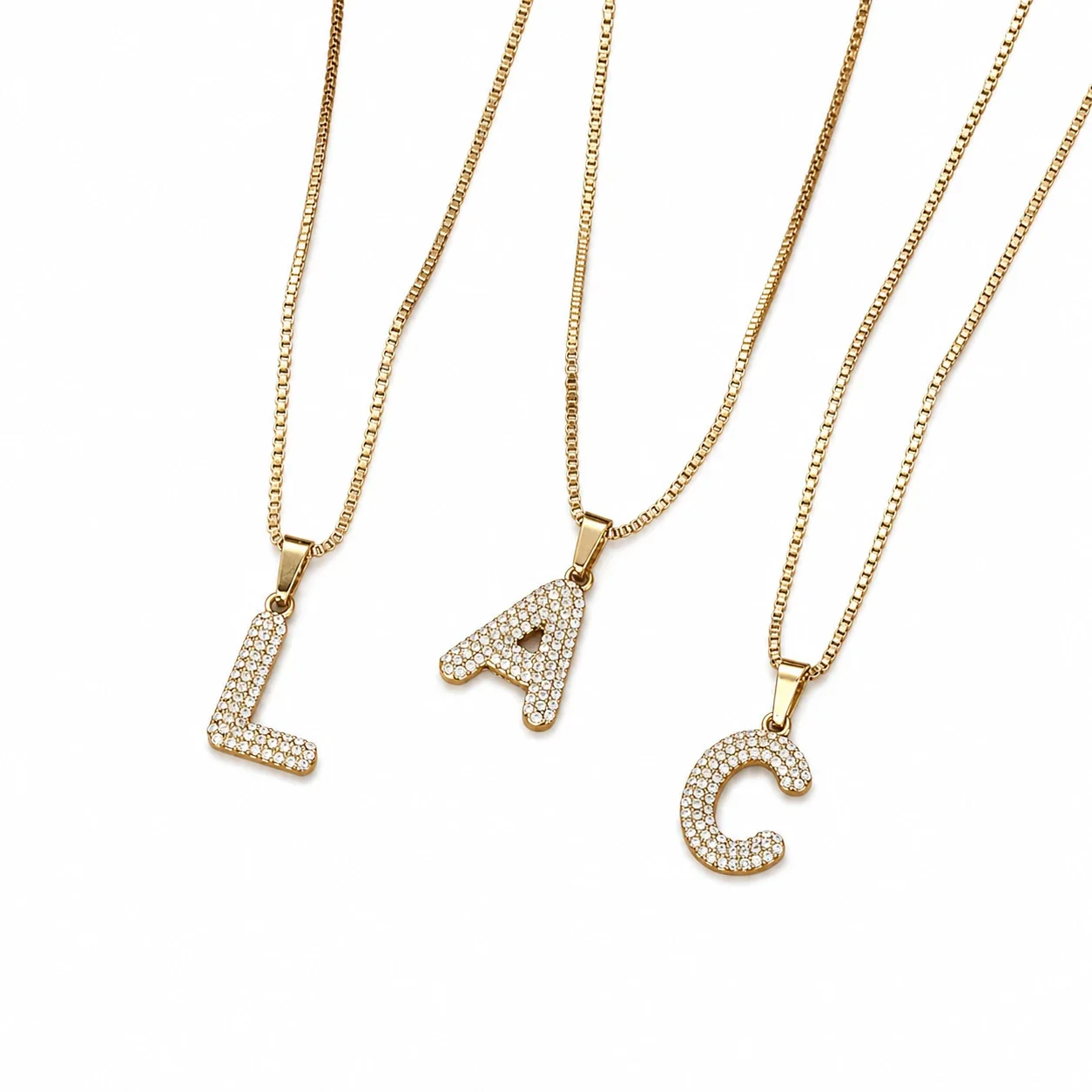 Sparkling 316 Stainless Steel Pavé Initial Necklace