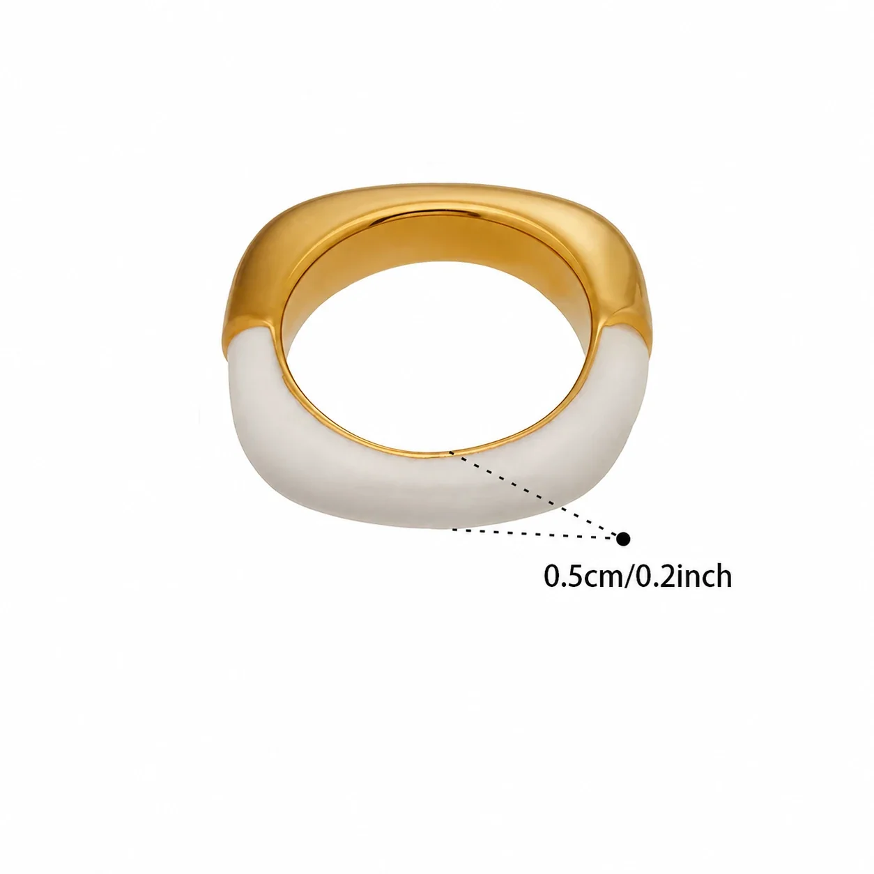 Colorful 18K Gold-Plated 316 Stainless Steel Enamel Ring - Gold White Enamel Dome