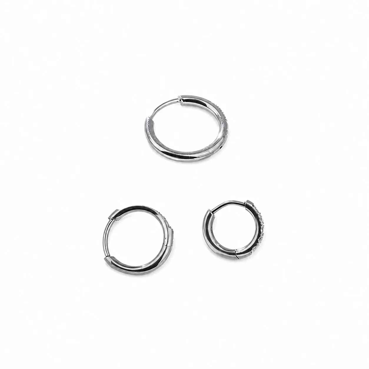 Polished 316 Stainless Steel Pave Hoop Ear Cuff
