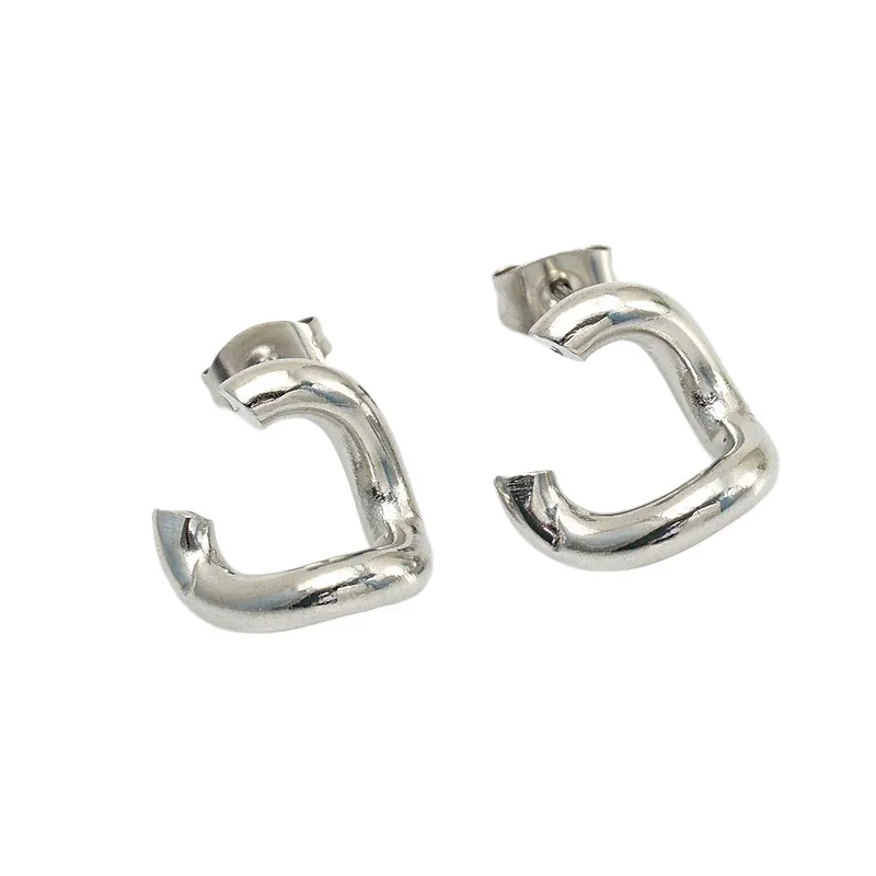 Sculptural 18K Gold-Plated C-Shape Dome Hoop Earrings
