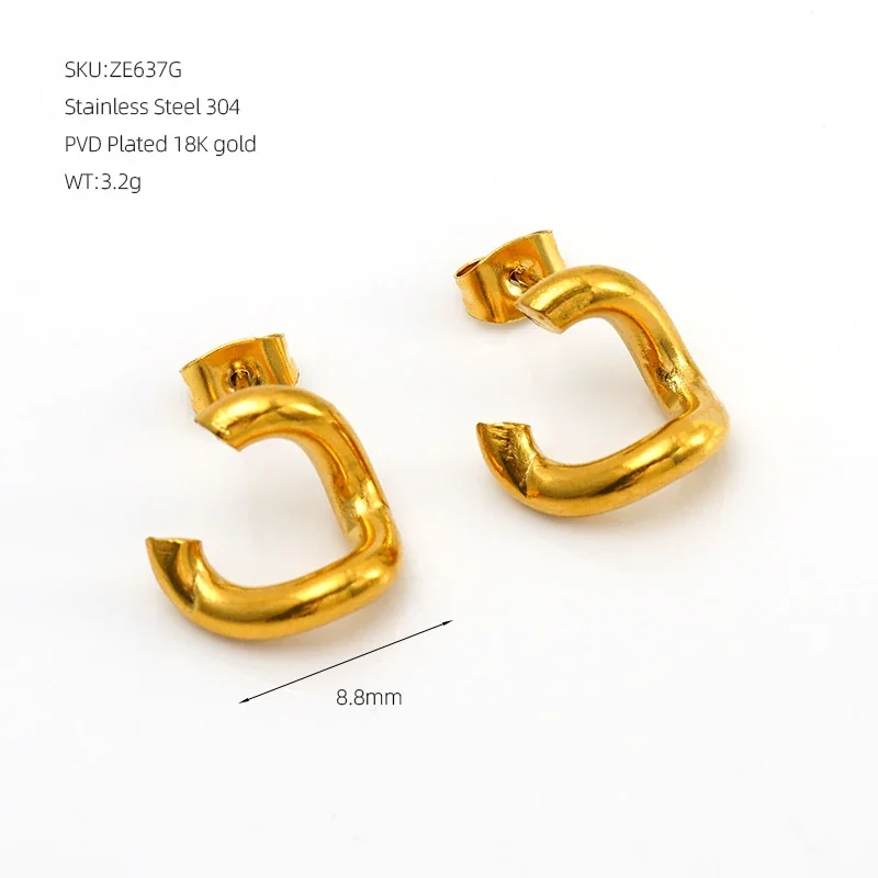 Sculptural 18K Gold-Plated C-Shape Dome Hoop Earrings - Gold